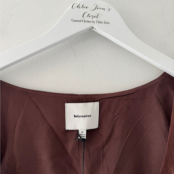 REFORMATION NWT Hamley Linen Brown Mini Dress 12 - Picture 5 of 6
